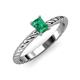 3 - Leona Bold 7x5 mm Emerald Cut Emerald Solitaire Rope Engagement Ring 