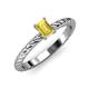 3 - Leona Bold 7x5 mm Emerald Cut Yellow Sapphire Solitaire Rope Engagement Ring 