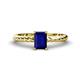 1 - Leona Bold 8x6 mm Emerald Cut Lab Created Blue Sapphire Solitaire Rope Engagement Ring 