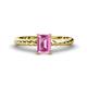 1 - Leona Bold 8x6 mm Emerald Cut Lab Created Pink Sapphire Solitaire Rope Engagement Ring 