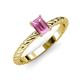 3 - Leona Bold 8x6 mm Emerald Cut Lab Created Pink Sapphire Solitaire Rope Engagement Ring 