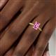 5 - Leona Bold 8x6 mm Emerald Cut Lab Created Pink Sapphire Solitaire Rope Engagement Ring 