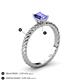 4 - Leona Bold 8x6 mm Emerald Cut Tanzanite Solitaire Rope Engagement Ring 