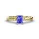 1 - Leona Bold 8x6 mm Emerald Cut Tanzanite Solitaire Rope Engagement Ring 