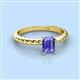 2 - Leona Bold 8x6 mm Emerald Cut Tanzanite Solitaire Rope Engagement Ring 