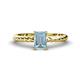 1 - Leona Bold 8x6 mm Emerald Cut Aquamarine Solitaire Rope Engagement Ring 