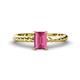1 - Leona Bold 8x6 mm Emerald Cut Pink Tourmaline Solitaire Rope Engagement Ring 