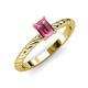 3 - Leona Bold 8x6 mm Emerald Cut Pink Tourmaline Solitaire Rope Engagement Ring 