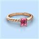 2 - Leona Bold 8x6 mm Emerald Cut Pink Tourmaline Solitaire Rope Engagement Ring 