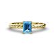 1 - Leona Bold 8x6 mm Emerald Cut Blue Topaz Solitaire Rope Engagement Ring 
