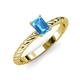 3 - Leona Bold 8x6 mm Emerald Cut Blue Topaz Solitaire Rope Engagement Ring 