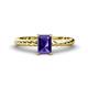 1 - Leona Bold 8x6 mm Emerald Cut Iolite Solitaire Rope Engagement Ring 