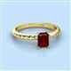 2 - Leona Bold 8x6 mm Emerald Cut Red Garnet Solitaire Rope Engagement Ring 