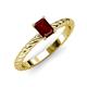 3 - Leona Bold 8x6 mm Emerald Cut Red Garnet Solitaire Rope Engagement Ring 