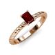 3 - Leona Bold 8x6 mm Emerald Cut Red Garnet Solitaire Rope Engagement Ring 