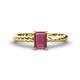 1 - Leona Bold 8x6 mm Emerald Cut Rhodolite Garnet Solitaire Rope Engagement Ring 