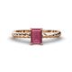 1 - Leona Bold 8x6 mm Emerald Cut Rhodolite Garnet Solitaire Rope Engagement Ring 