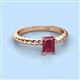 2 - Leona Bold 8x6 mm Emerald Cut Rhodolite Garnet Solitaire Rope Engagement Ring 