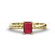 1 - Leona Bold 8x6 mm Emerald Cut Lab Created Ruby Solitaire Rope Engagement Ring 