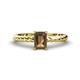 1 - Leona Bold 8x6 mm Emerald Cut Smoky Quartz Solitaire Rope Engagement Ring 