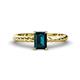 1 - Leona Bold 8x6 mm Emerald Cut London Blue Topaz Solitaire Rope Engagement Ring 