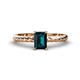 1 - Leona Bold 8x6 mm Emerald Cut London Blue Topaz Solitaire Rope Engagement Ring 