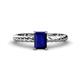 1 - Leona Bold 8x6 mm Emerald Cut Lab Created Blue Sapphire Solitaire Rope Engagement Ring 