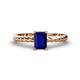 1 - Leona Bold 8x6 mm Emerald Cut Lab Created Blue Sapphire Solitaire Rope Engagement Ring 