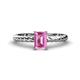 1 - Leona Bold 8x6 mm Emerald Cut Lab Created Pink Sapphire Solitaire Rope Engagement Ring 