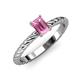 3 - Leona Bold 8x6 mm Emerald Cut Lab Created Pink Sapphire Solitaire Rope Engagement Ring 