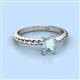 2 - Leona Bold 8x6 mm Emerald Cut Aquamarine Solitaire Rope Engagement Ring 