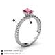 4 - Leona Bold 8x6 mm Emerald Cut Pink Tourmaline Solitaire Rope Engagement Ring 