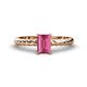 1 - Leona Bold 8x6 mm Emerald Cut Pink Tourmaline Solitaire Rope Engagement Ring 