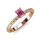 3 - Leona Bold 8x6 mm Emerald Cut Pink Tourmaline Solitaire Rope Engagement Ring 