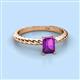 2 - Leona Bold 8x6 mm Emerald Cut Amethyst Solitaire Rope Engagement Ring 