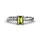 1 - Leona Bold 8x6 mm Emerald Cut Peridot Solitaire Rope Engagement Ring 