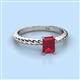 2 - Leona Bold 8x6 mm Emerald Cut Lab Created Ruby Solitaire Rope Engagement Ring 