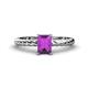 1 - Leona Bold 8x6 mm Emerald Cut Amethyst Solitaire Rope Engagement Ring 