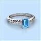 2 - Leona Bold 8x6 mm Emerald Cut Blue Topaz Solitaire Rope Engagement Ring 