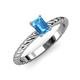 3 - Leona Bold 8x6 mm Emerald Cut Blue Topaz Solitaire Rope Engagement Ring 