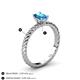 4 - Leona Bold 8x6 mm Emerald Cut Blue Topaz Solitaire Rope Engagement Ring 