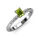 3 - Leona Bold 8x6 mm Emerald Cut Peridot Solitaire Rope Engagement Ring 