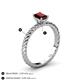 4 - Leona Bold 8x6 mm Emerald Cut Red Garnet Solitaire Rope Engagement Ring 