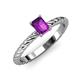 3 - Leona Bold 8x6 mm Emerald Cut Amethyst Solitaire Rope Engagement Ring 
