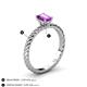 4 - Leona Bold 8x6 mm Emerald Cut Amethyst Solitaire Rope Engagement Ring 