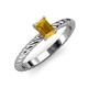 3 - Leona Bold 8x6 mm Emerald Cut Citrine Solitaire Rope Engagement Ring 