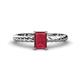 1 - Leona Bold 8x6 mm Emerald Cut Lab Created Ruby Solitaire Rope Engagement Ring 