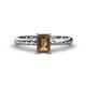 1 - Leona Bold 8x6 mm Emerald Cut Smoky Quartz Solitaire Rope Engagement Ring 