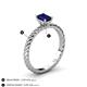 4 - Leona Bold 8x6 mm Emerald Cut Lab Created Blue Sapphire Solitaire Rope Engagement Ring 