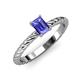 3 - Leona Bold 8x6 mm Emerald Cut Tanzanite Solitaire Rope Engagement Ring 